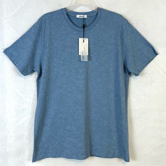 NWT Jeegal Men’s  Blue Short Sleeve Basic Tee / Large - Picture 1 of 8